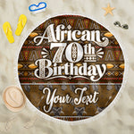 Personalized African 70th Birthday Beach Blanket Tribal Pattern Mudcloth Heritage Art