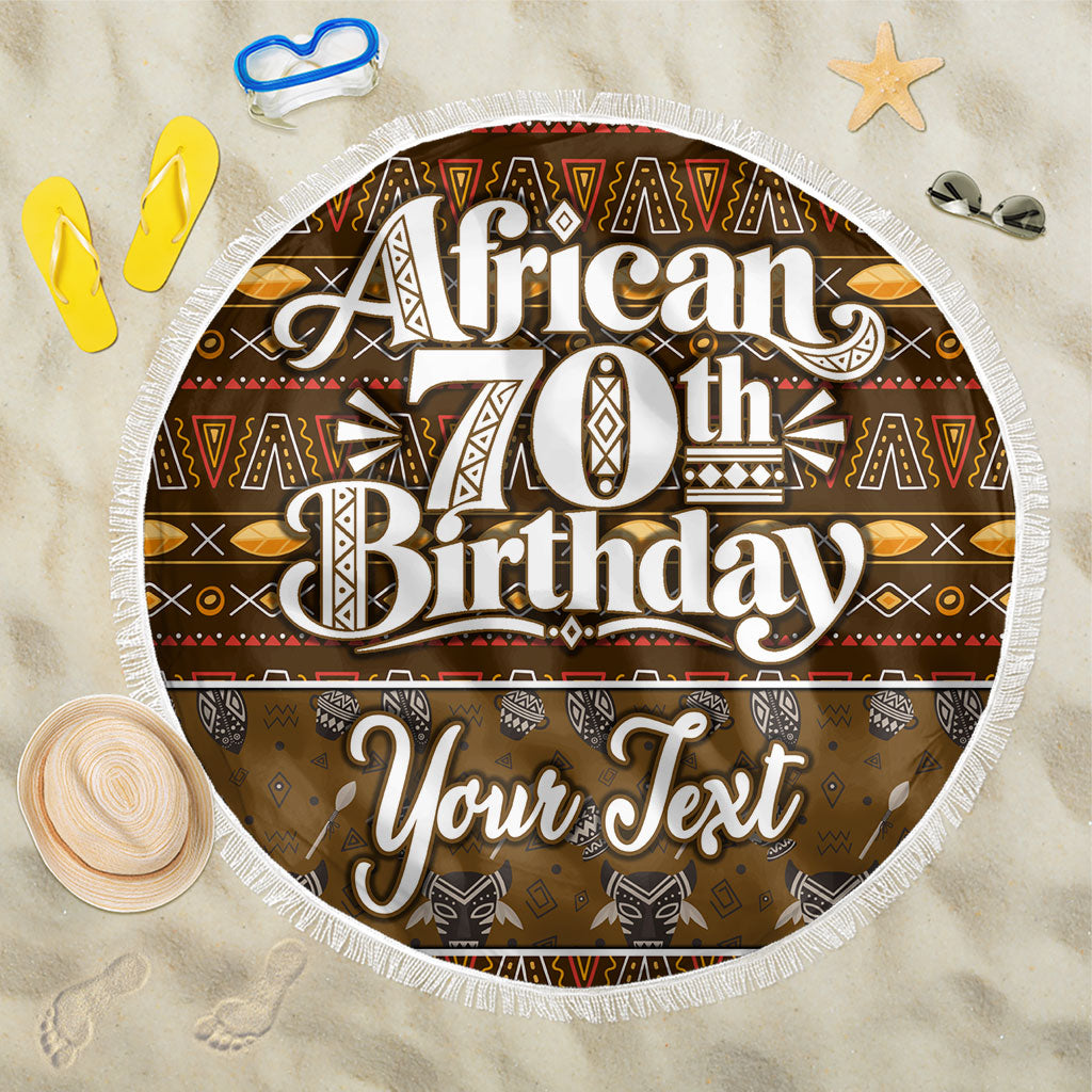Personalized African 70th Birthday Beach Blanket Tribal Pattern Mudcloth Heritage Art