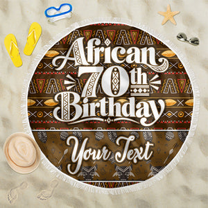 Personalized African 70th Birthday Beach Blanket Tribal Pattern Mudcloth Heritage Art