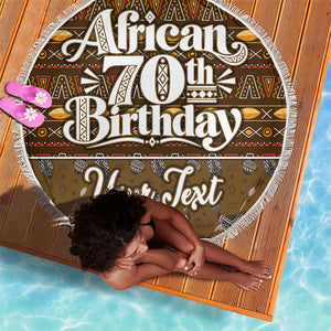 Personalized African 70th Birthday Beach Blanket Tribal Pattern Mudcloth Heritage Art