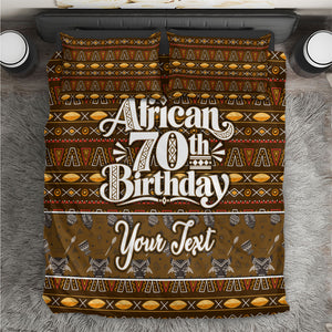 Personalized African 70th Birthday Bedding Set Tribal Pattern Mudcloth Heritage Art