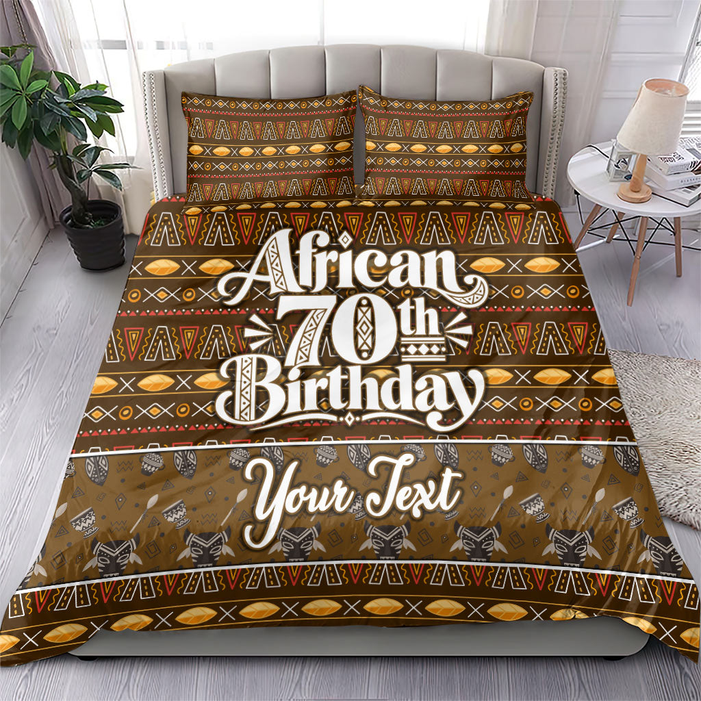 Personalized African 70th Birthday Bedding Set Tribal Pattern Mudcloth Heritage Art