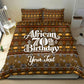 Personalized African 70th Birthday Bedding Set Tribal Pattern Mudcloth Heritage Art