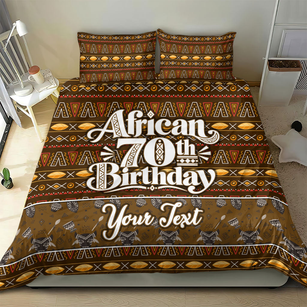 Personalized African 70th Birthday Bedding Set Tribal Pattern Mudcloth Heritage Art