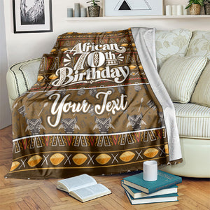 Personalized African 70th Birthday Blanket Tribal Pattern Mudcloth Heritage Art