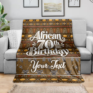 Personalized African 70th Birthday Blanket Tribal Pattern Mudcloth Heritage Art