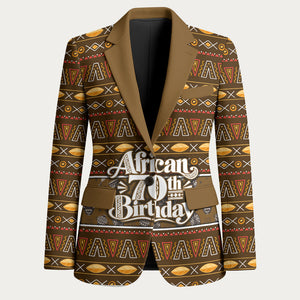 Personalized African 70th Birthday Blazer Tribal Pattern Mudcloth Heritage Art
