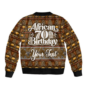 Personalized African 70th Birthday Bomber Jacket Tribal Pattern Mudcloth Heritage Art