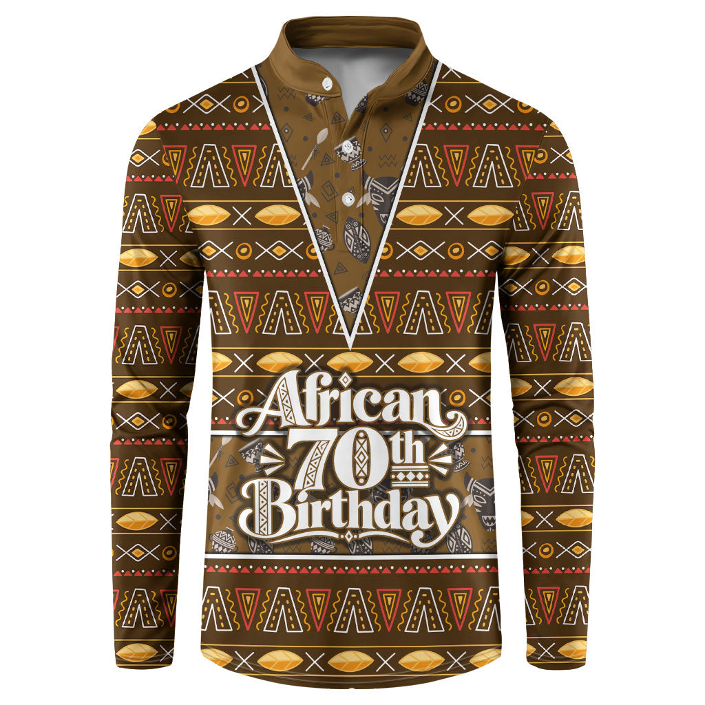 Personalized African 70th Birthday Button Sweatshirt Tribal Pattern Mudcloth Heritage Art