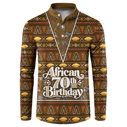 Personalized African 70th Birthday Button Sweatshirt Tribal Pattern Mudcloth Heritage Art
