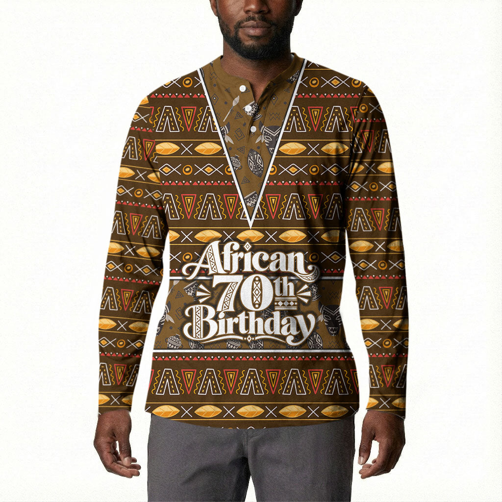 Personalized African 70th Birthday Button Sweatshirt Tribal Pattern Mudcloth Heritage Art