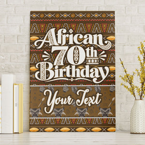 Personalized African 70th Birthday Canvas Wall Art Tribal Pattern Mudcloth Heritage Art