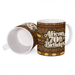 Personalized African 70th Birthday Ceramic Mug Tribal Pattern Mudcloth Heritage Art