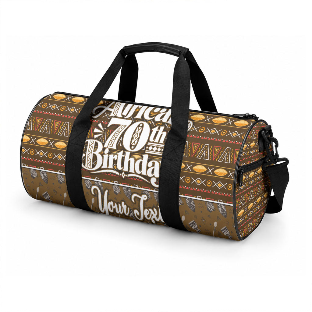 Personalized African 70th Birthday Duffle Bag Tribal Pattern Mudcloth Heritage Art