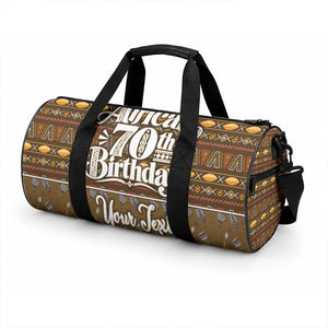 Personalized African 70th Birthday Duffle Bag Tribal Pattern Mudcloth Heritage Art