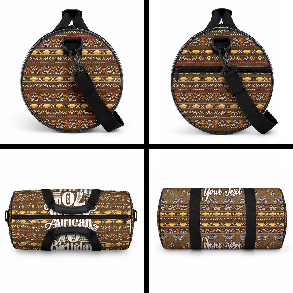 Personalized African 70th Birthday Duffle Bag Tribal Pattern Mudcloth Heritage Art