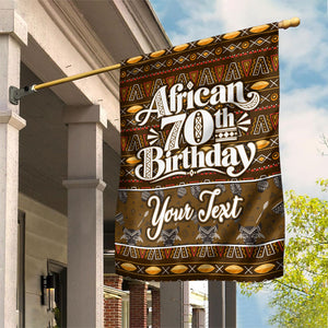 Personalized African 70th Birthday Garden Flag Tribal Pattern Mudcloth Heritage Art