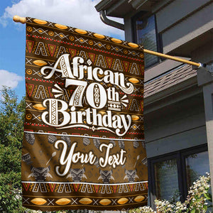 Personalized African 70th Birthday Garden Flag Tribal Pattern Mudcloth Heritage Art