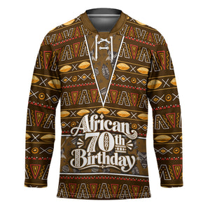 Personalized African 70th Birthday Hockey Jersey Tribal Pattern Mudcloth Heritage Art