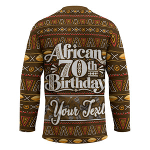 Personalized African 70th Birthday Hockey Jersey Tribal Pattern Mudcloth Heritage Art