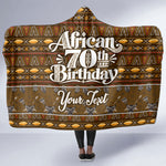 Personalized African 70th Birthday Hooded Blanket Tribal Pattern Mudcloth Heritage Art