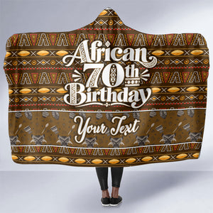 Personalized African 70th Birthday Hooded Blanket Tribal Pattern Mudcloth Heritage Art