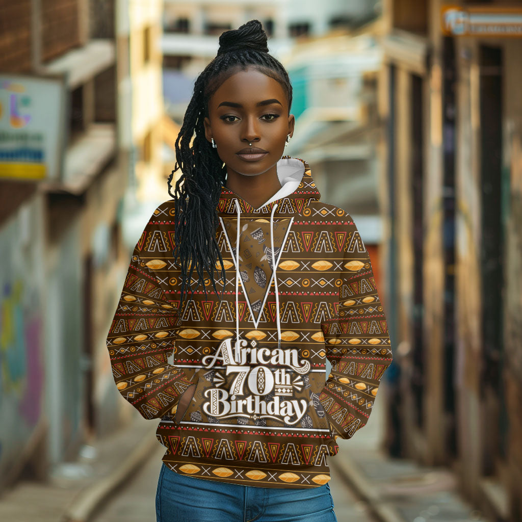 Personalized African 70th Birthday Hoodie Tribal Pattern Mudcloth Heritage Art