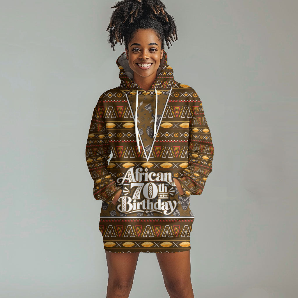 Personalized African 70th Birthday Hoodie Dress Tribal Pattern Mudcloth Heritage Art