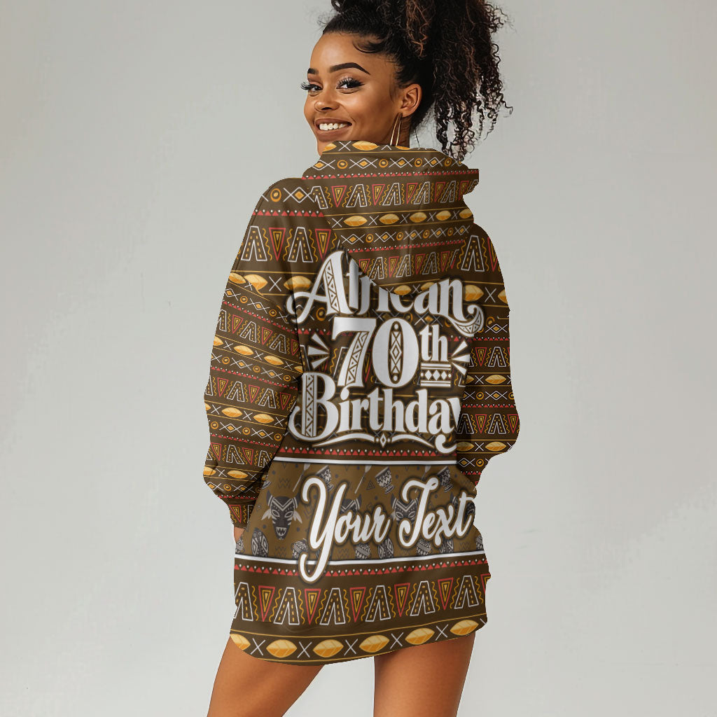 Personalized African 70th Birthday Hoodie Dress Tribal Pattern Mudcloth Heritage Art