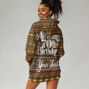 Personalized African 70th Birthday Hoodie Dress Tribal Pattern Mudcloth Heritage Art