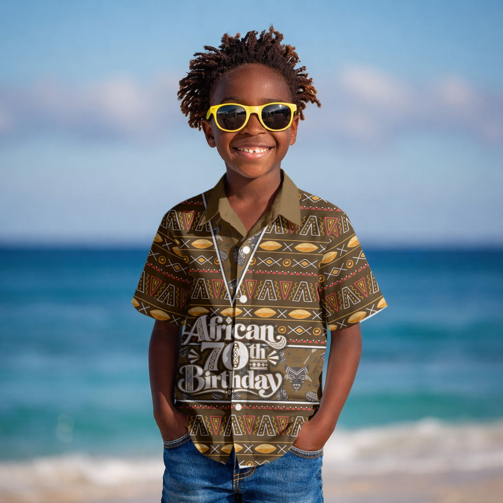 Personalized African 70th Birthday Kid Hawaiian Shirt Tribal Pattern Mudcloth Heritage Art