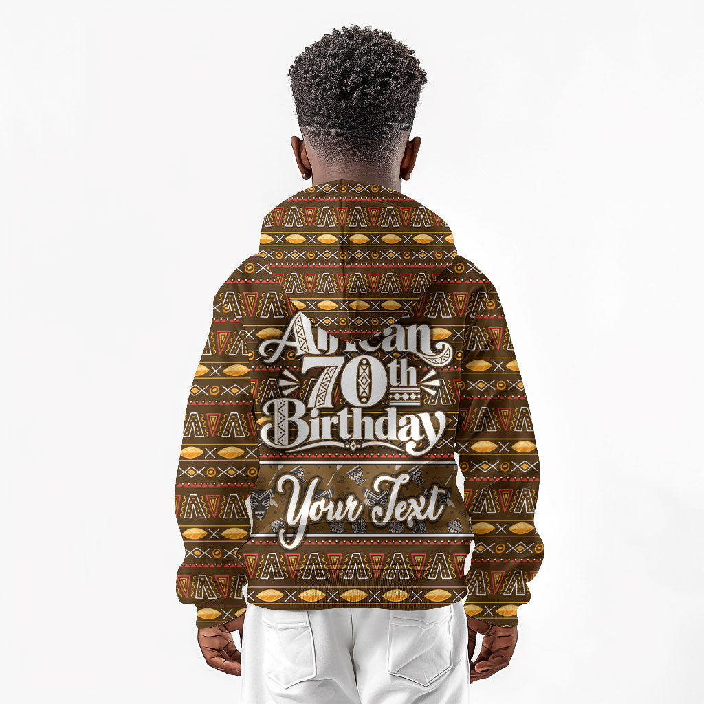 Personalized African 70th Birthday Kid Hoodie Tribal Pattern Mudcloth Heritage Art