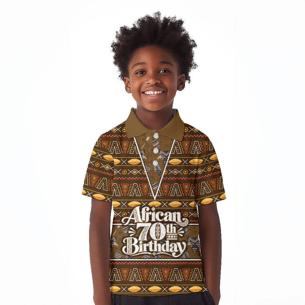 Personalized African 70th Birthday Kid Polo Shirt Tribal Pattern Mudcloth Heritage Art