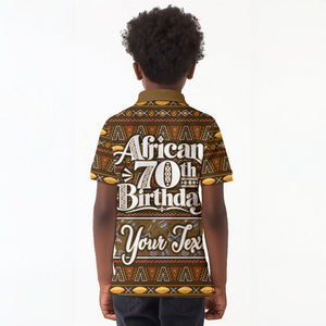 Personalized African 70th Birthday Kid Polo Shirt Tribal Pattern Mudcloth Heritage Art