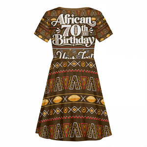 Personalized African 70th Birthday Kid Short Sleeve Dress Tribal Pattern Mudcloth Heritage Art