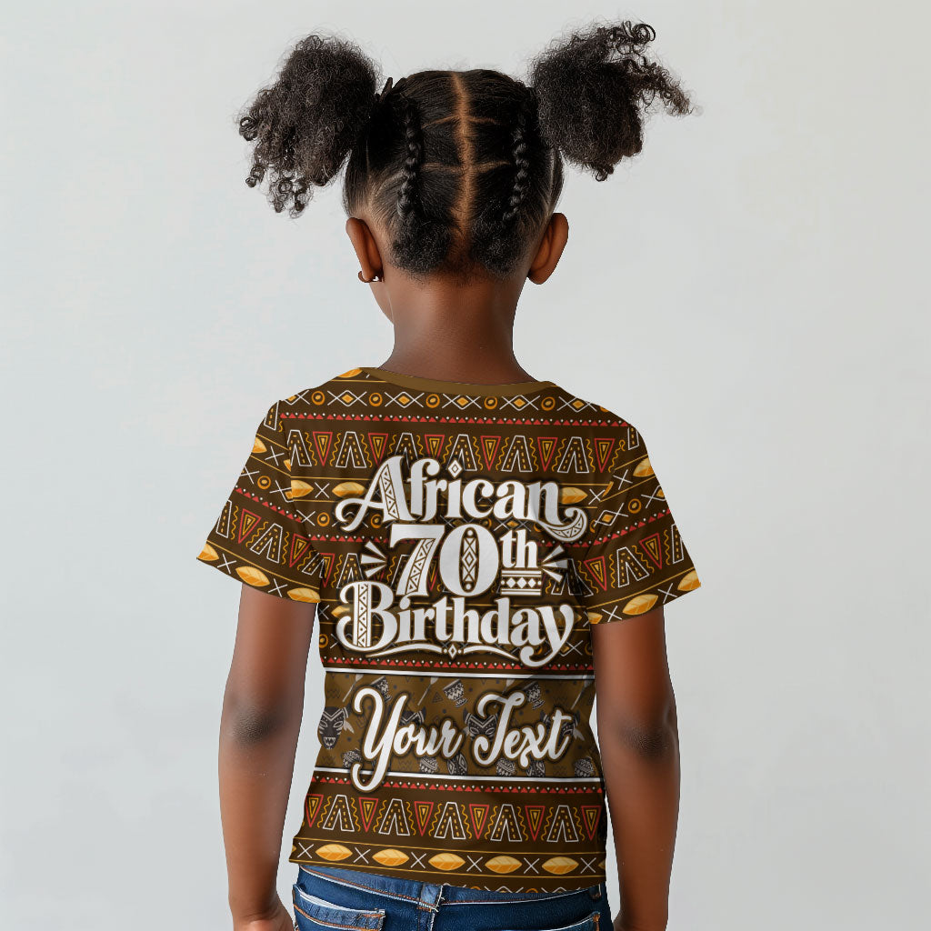 Personalized African 70th Birthday Kid T shirt Tribal Pattern Mudcloth Heritage Art