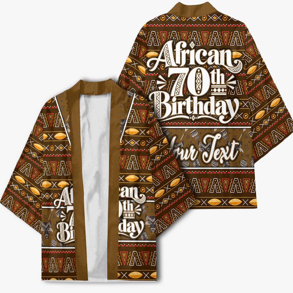 Personalized African 70th Birthday Kimono Tribal Pattern Mudcloth Heritage Art