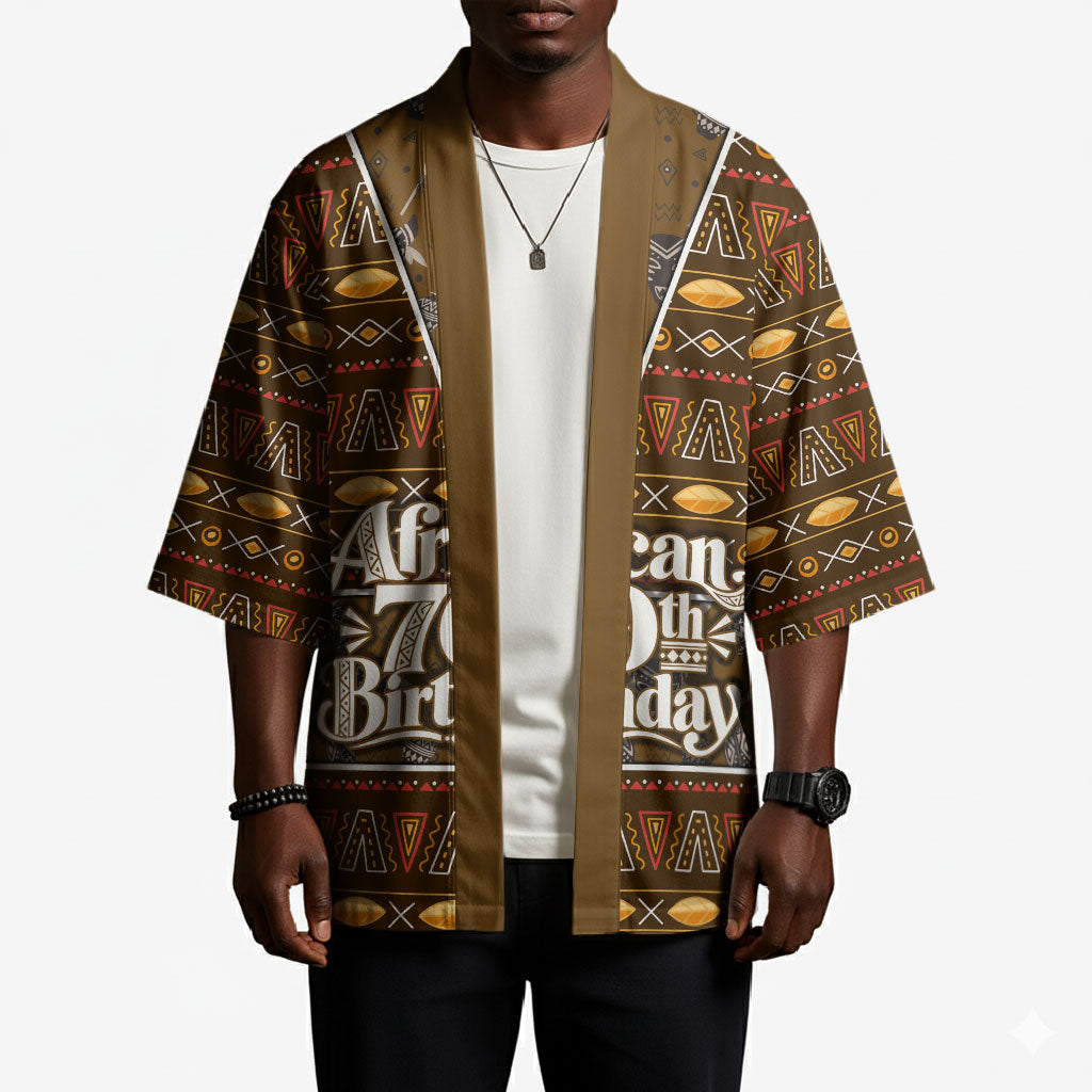 Personalized African 70th Birthday Kimono Tribal Pattern Mudcloth Heritage Art