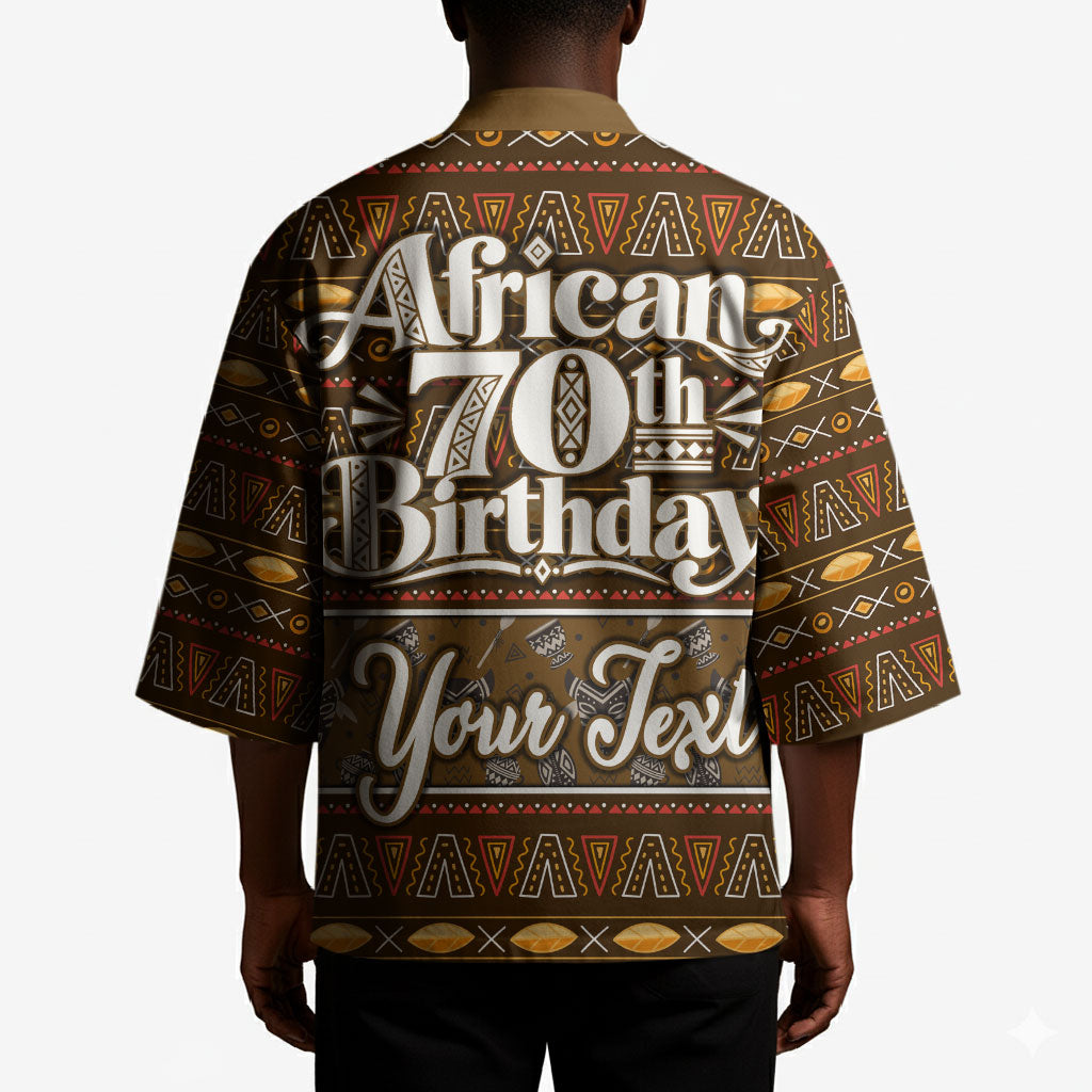 Personalized African 70th Birthday Kimono Tribal Pattern Mudcloth Heritage Art