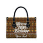 Personalized African 70th Birthday Leather Bag Tribal Pattern Mudcloth Heritage Art