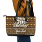 Personalized African 70th Birthday Leather Tote Bag Tribal Pattern Mudcloth Heritage Art