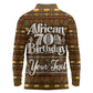 Personalized African 70th Birthday Long Sleeve Polo Shirt Tribal Pattern Mudcloth Heritage Art