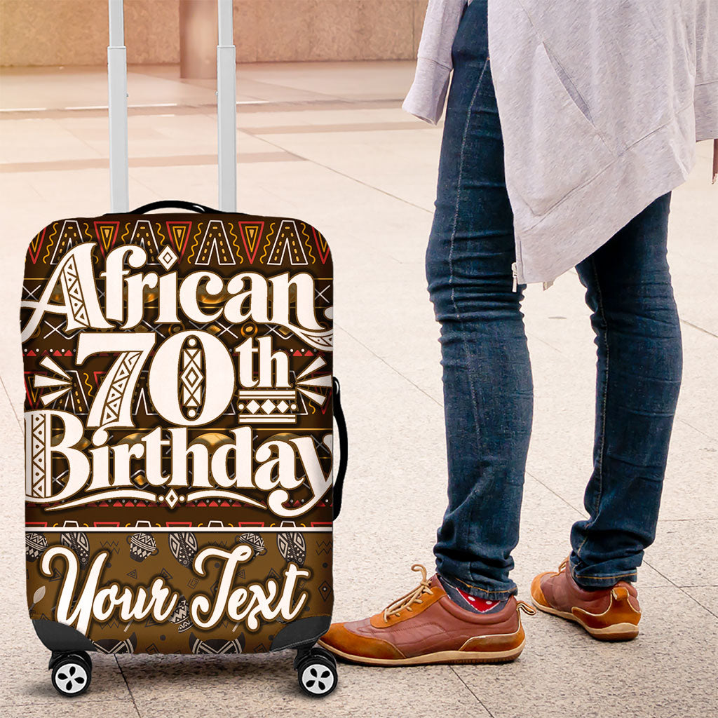 Personalized African 70th Birthday Luggage Cover Tribal Pattern Mudcloth Heritage Art