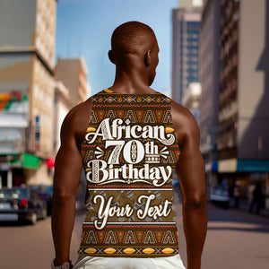 Personalized African 70th Birthday Men Tank Top Tribal Pattern Mudcloth Heritage Art