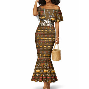 Personalized African 70th Birthday Mermaid Dress Tribal Pattern Mudcloth Heritage Art