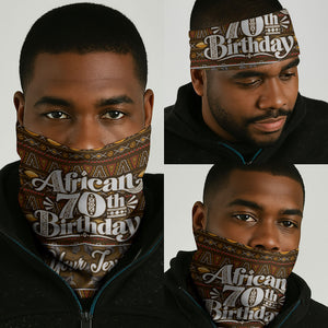 Personalized African 70th Birthday Neck Gaiter Tribal Pattern Mudcloth Heritage Art