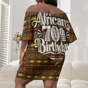 Personalized African 70th Birthday Off Shoulder Short Dress Tribal Pattern Mudcloth Heritage Art