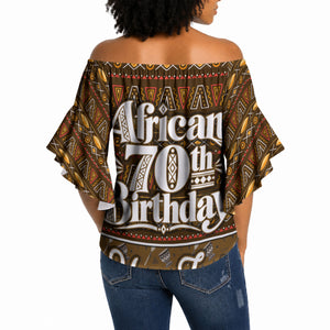 Personalized African 70th Birthday Off Shoulder Wrap Waist Top Tribal Pattern Mudcloth Heritage Art