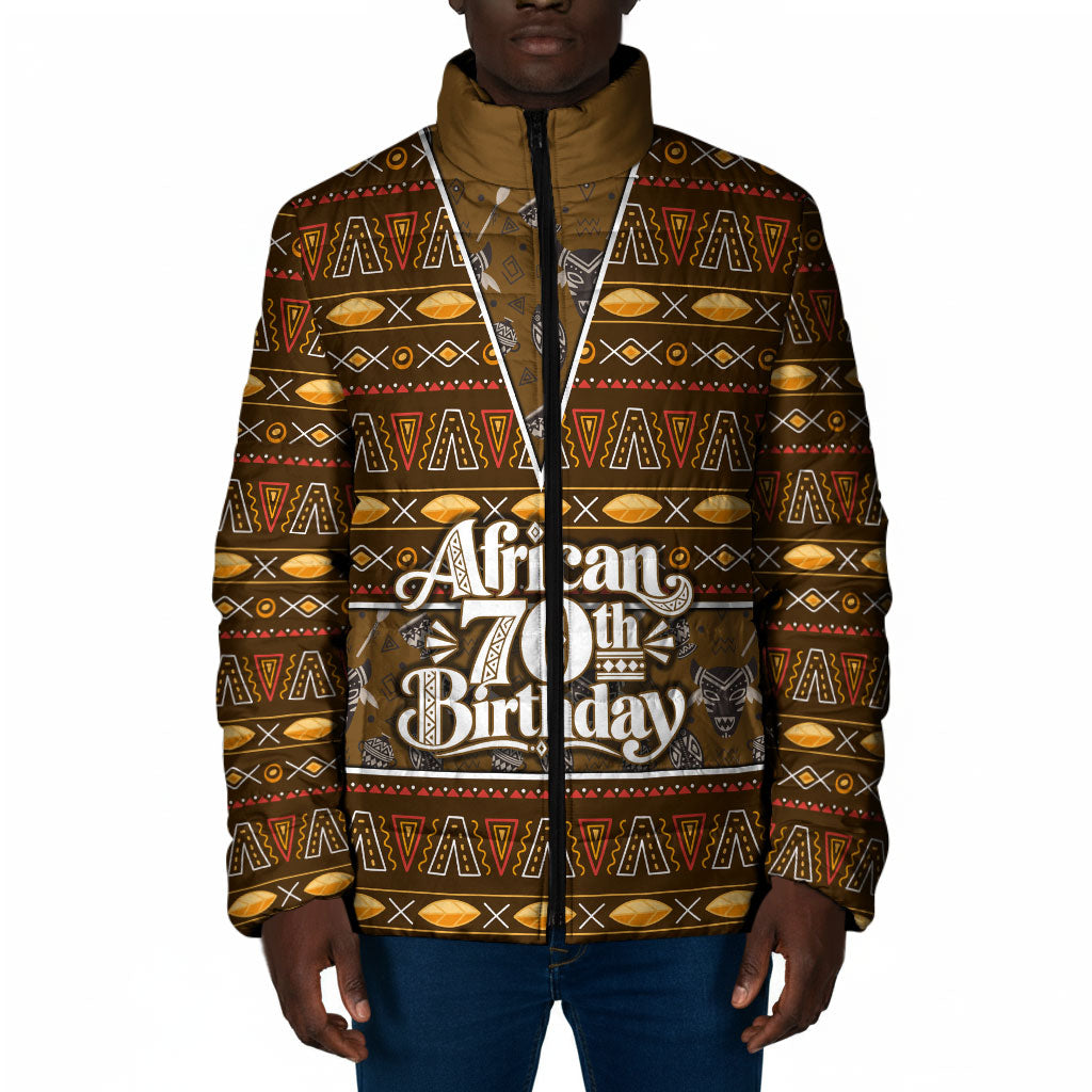 Personalized African 70th Birthday Padded Jacket Tribal Pattern Mudcloth Heritage Art