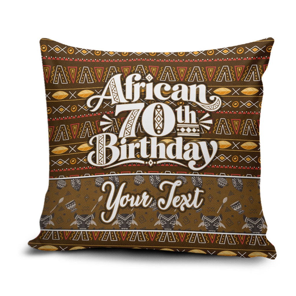 Personalized African 70th Birthday Pillow Cover Tribal Pattern Mudcloth Heritage Art